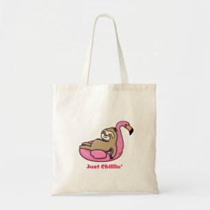 JUST CHILLIN' - Lazy Sloth & Pink Flamingo Tote Bag