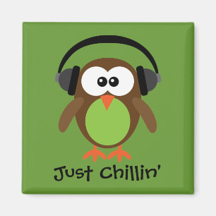 Just Chillin Owl With Headphones Magnet
