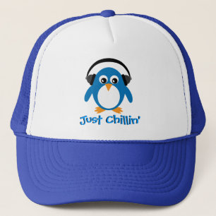 Just Chillin' Penguin With Headphones Trucker Hat