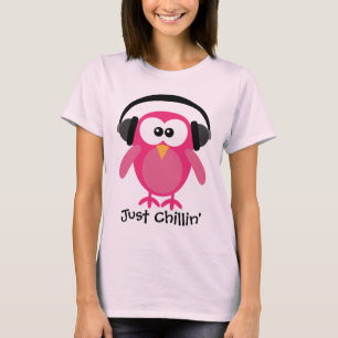 Just Chillin' Pink Owl With Headphones T-Shirt