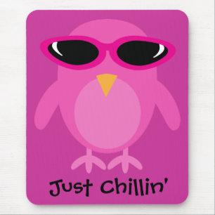 Just Chillin' Pink Owl With Sunglasses Mouse Pad