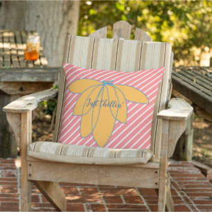 Just Chillin' Red White Stripe Outdoor Pillow