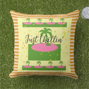 Just Chillin' Tropical Stripes Outdoor Pillow