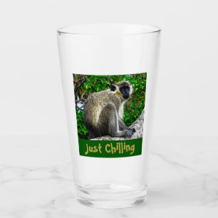 "Just Chilling" Green Monkey Print Glass