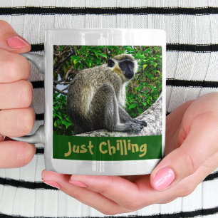 "Just Chilling" Green Monkey Print Mug