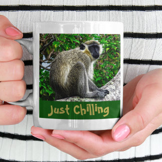 "Just Chilling" Green Monkey Print Mug