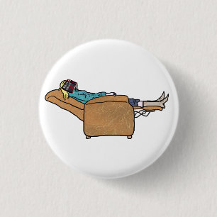 Just Chilling Out Reading Funny Collage Art 1 Inch Round Button