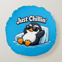 JUST CHILLING PINGUIN Throw Pillow