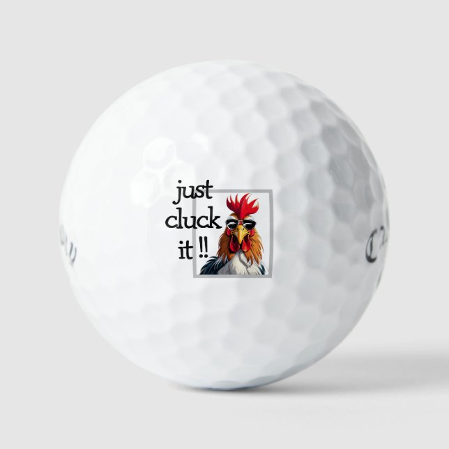 Just Cluck It Golf Balls - Funny Rooster Pun (Front)