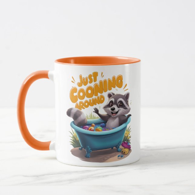 Just Cooning Mischievous Raccoons Bath Adventure Mug (Left)