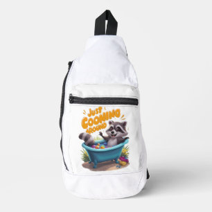 Just Cooning Mischievous Raccoons Bath Adventure Sling Bag