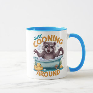 Just Cooning, Playful Raccoon Bath time Adventure Mug