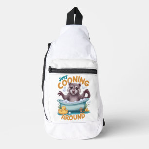 Just Cooning, Playful Raccoon Bath time Adventure Sling Bag