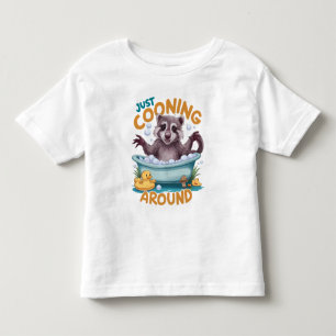 Just Cooning, Playful Raccoon Bath time Adventure Toddler T-shirt