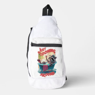 Just Cooning Playful Raccoon Splashing in Bath , Sling Bag