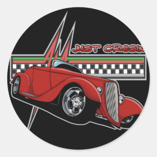Just Cruisin Hot Rod Classic Round Sticker