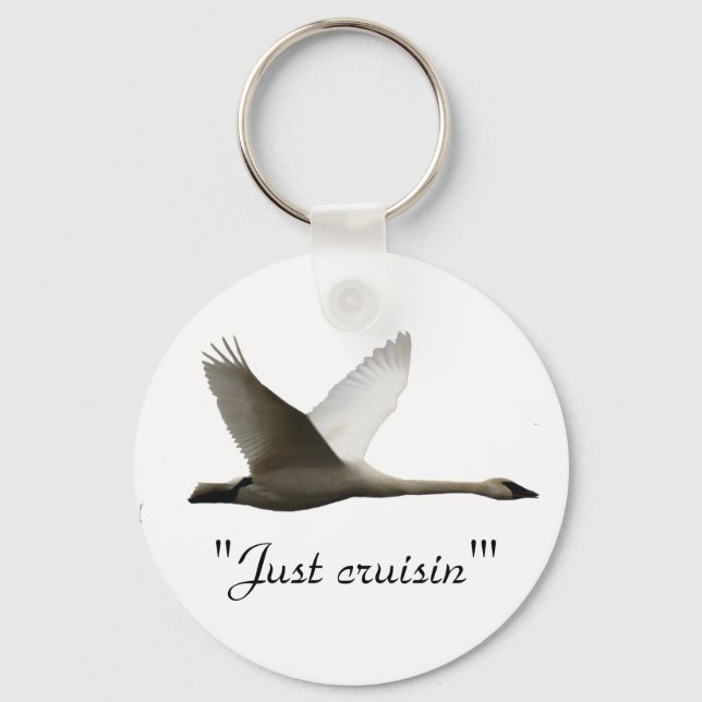 "Just cruisin'" Trumpeter Swan Key-chain Keychain (Front)