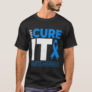 Just Cure It Diabetes Awareness Blue Ribbon Diabet T-Shirt