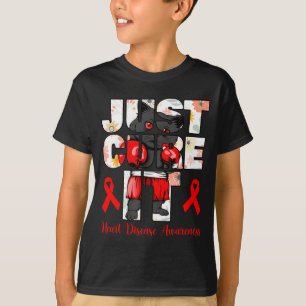 Just Cure It Heart Disease Black Cat Boxing With R T-Shirt