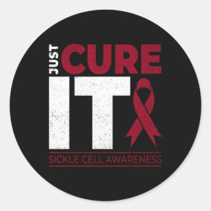 Just Cure It Sickle Cell Anemia Scd Awareness Ribb Classic Round Sticker