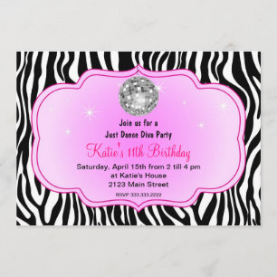 Just dance disco Diva party Invitation