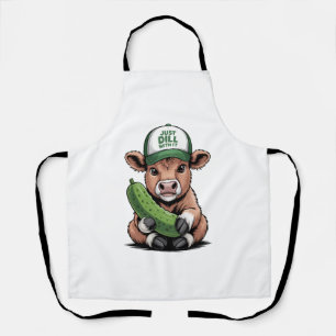 Just Dill with It Cow , Funny Pickle Apron