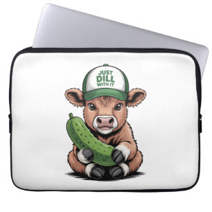 Just Dill with It Cow , Funny Pickle Laptop Sleeve