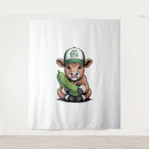 Just Dill with It Cow , Funny Pickle Tapestry