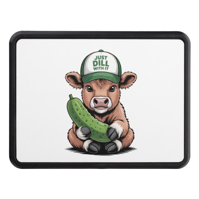 Just Dill with It Cow , Funny Pickle Trailer Hitch Cover (Front)