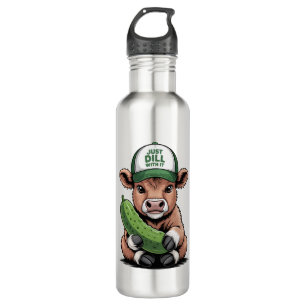 Just Dill with It Cow PNG, Funny Pickle 710 Ml Water Bottle