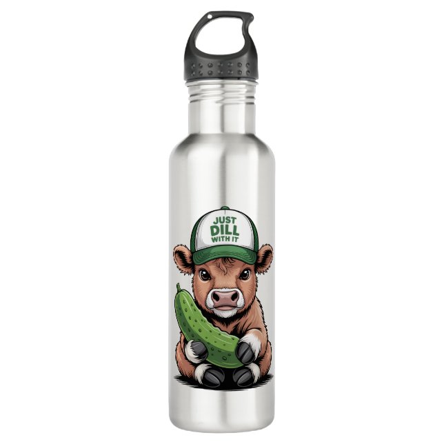 Just Dill with It Cow PNG, Funny Pickle 710 Ml Water Bottle (Front)