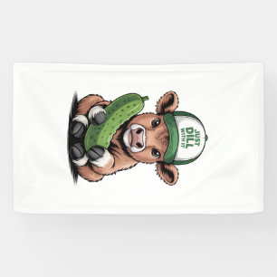 Just Dill with It Cow PNG, Funny Pickle Banner