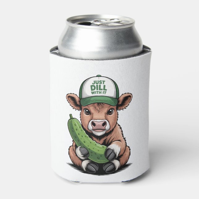 Just Dill with It Cow PNG, Funny Pickle Can Cooler (Can Front)