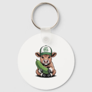 Just Dill with It Cow PNG, Funny Pickle Keychain