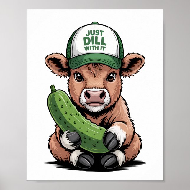 Just Dill with It Cow PNG, Funny Pickle Poster (Front)