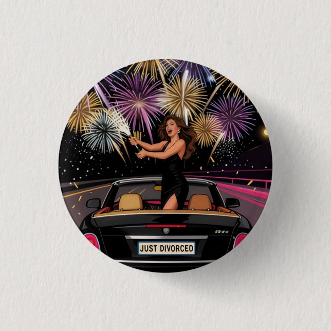 Just Divorced Party Button, Divorce Celebration 1 Inch Round Button (Front)
