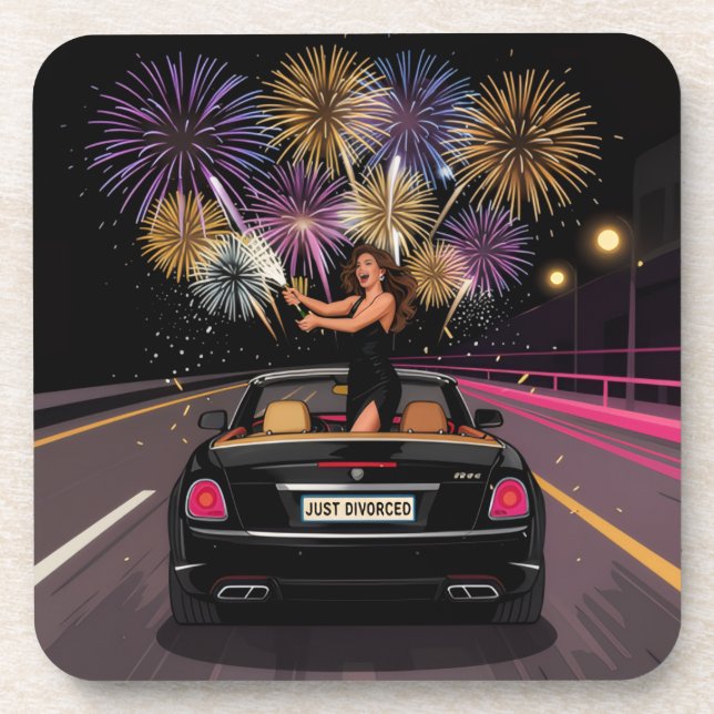 Just Divorced Party Celebration Coaster (Front)