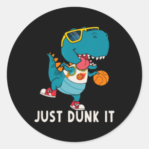Just Dunk It Fun Dinosaur Bysketbyll League Slam D Classic Round Sticker