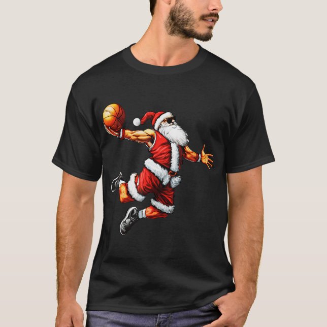 Just Dunk It Santa Claus Basketball Christmas Tree T-Shirt (Front)