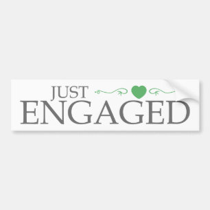 Just Engaged (Green Heart Scroll) Bumper Sticker