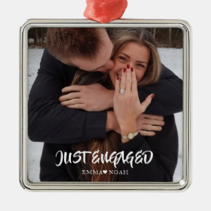 Just Engaged Photo Ornament Couple Names