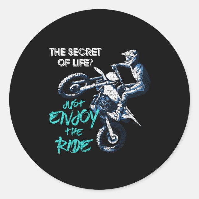 Just Enjoy The Ride Motocross Motorcycle Biker Gif Classic Round Sticker (Front)