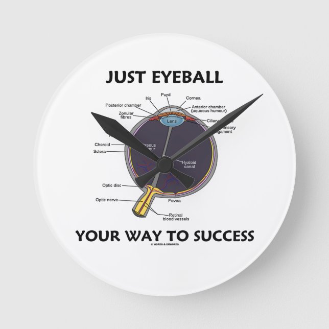 Just Eyeball Your Way To Success (Eye Anatomy) Round Clock (Front)