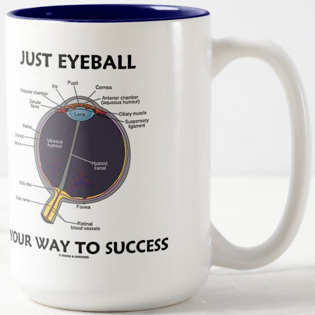 Just Eyeball Your Way To Success (Eye Anatomy) Two-Tone Coffee Mug (Mug for anyone who just likes the following advice: "Just Eyeball Your Way To Success")