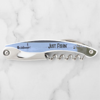 Just Fishin' Boat on Lake Illustration Corkscrew