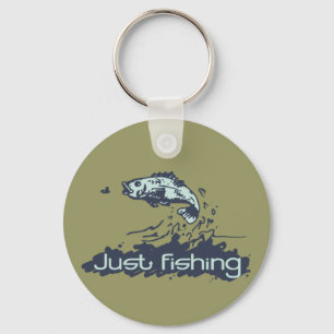 "Just fishing" khaki green keychain