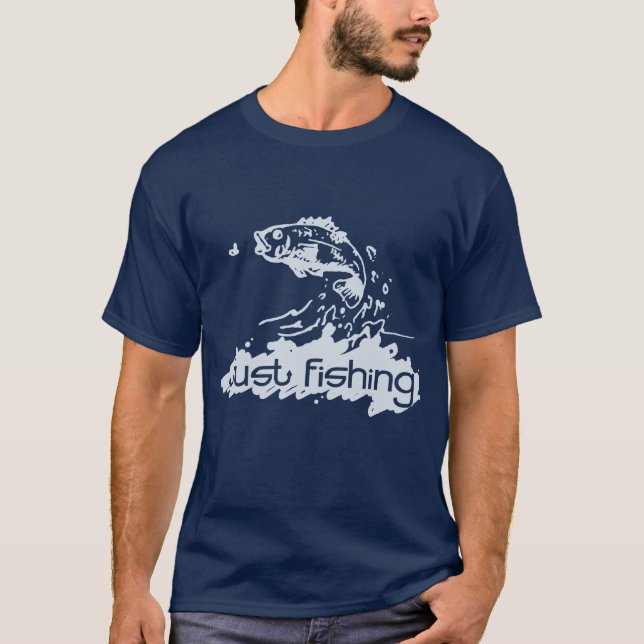 Just Fishing men's navy fish t-shirt (Front)