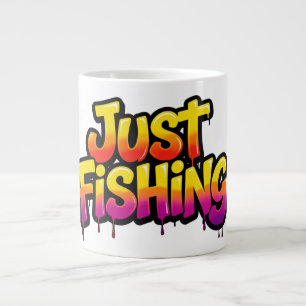 Just Fishing Rainbow Dripping Funny Gift for Fishe Large Coffee Mug