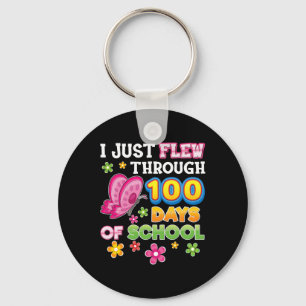 Just Flew Through 100 Days Of School Butterfly 100 Keychain
