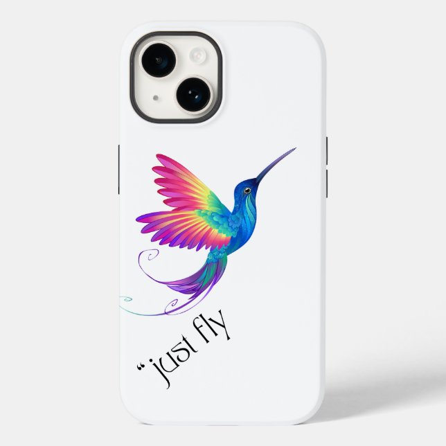 Just Fly - Vibrant Rainbow Hummingbird Art for Fre Case-Mate iPhone Case (Back)
